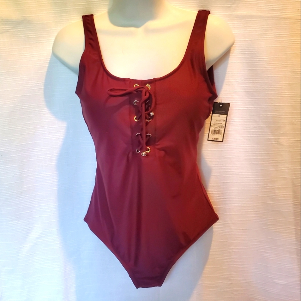 NWT Mossimo sz S Wine Bathing Suit